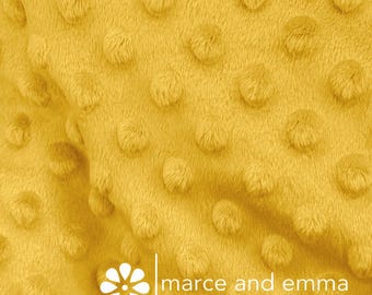 Dark Yellow Dot Minky Fabric by the Yard Smooth Minkie Fabric for Baby Blanket Dimple Soft Fur Minky for Crafts Stuffed Toy Polkadot Fabric