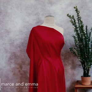 Dark Red Smooth Bridal Satin by the Yard Dull Satin Bridal Dress Matte Satin for Gowns Peau De Soie Duchess Satin Non Shinny Satin Fabric