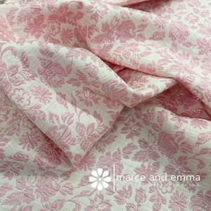 Pink Brocade Fabric By The Yard Dressmaking Fabric Embossed Floral Metallic Pattern for Costume Home Decor Designer Dress Material Jacquard