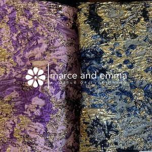 Navy Brocade Fabric Metallic Crinkle Jacquard for Dress Floral Pattern Fabric for Costume Sewing Fabric by the Yard Couture Jacquard Fabric