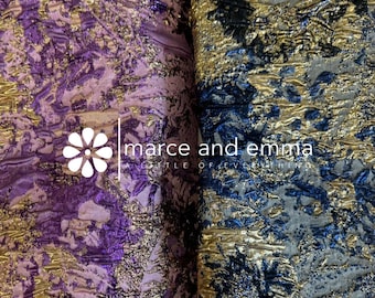 Navy Brocade Fabric Metallic Crinkle Jacquard for Dress Floral Pattern Fabric for Costume Sewing Fabric by the Yard Couture Jacquard Fabric
