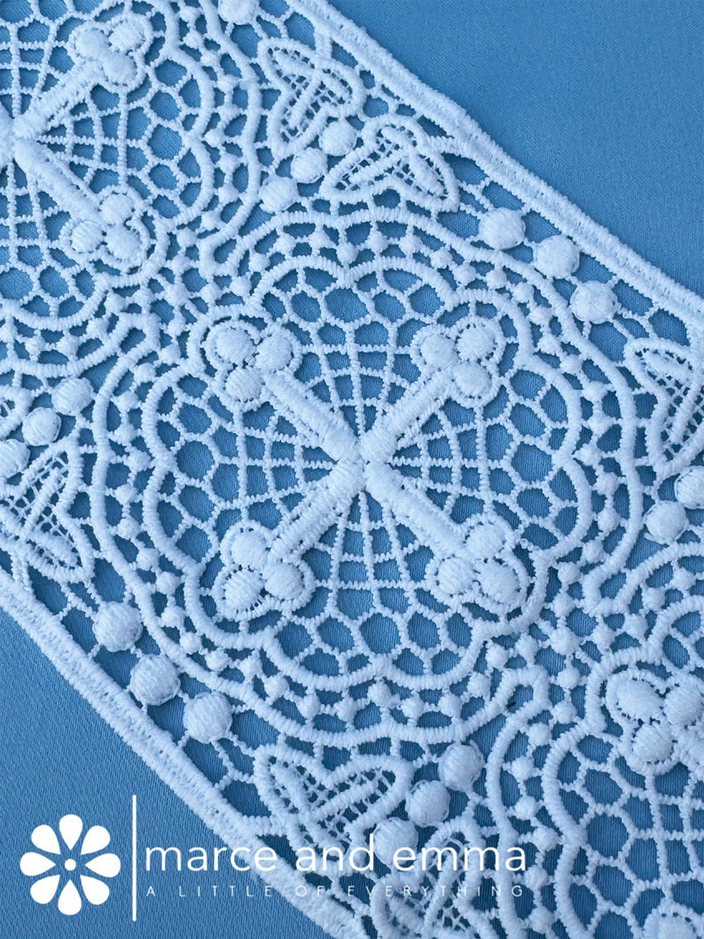 Off White Liturgical Lace Trim Fabric by the Yard Religious Cross