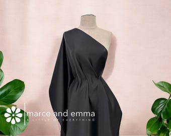 Black Smooth Bridal Satin by the Yard Dull Satin Bridal Dress Matte Satin for Gowns Peau De Soie Duchess Satin Non Shinny Satin Fabric