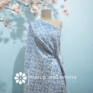 Blue Brocade Fabric by Yard Dressmaking Blue Fabric Embossed Floral Metallic Pattern for Curtains Home Decor Upholstery Material Jacquard