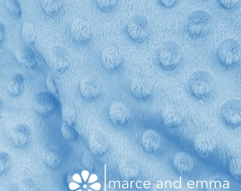 Baby Blue Dot Minky Fabric by the Yard Smooth Minkie Fabric for Baby Blanket Dimple Soft Fur Minky for Crafts Stuffed Toy Polkadot Fabric