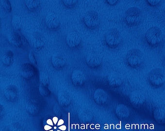 Royal Blue Dot Minky Fabric by the Yard Smooth Minkie Fabric for Baby Blanket Dimple Soft Fur Minky for Crafts Stuffed Toy Polkadot Fabric