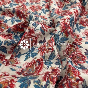 Red Brocade Fabric Crinkle Jacquard for Dress Floral Pattern Fabric for Costume Sewing Fabric by the Yard Couture Jacquard Multicolor Flower