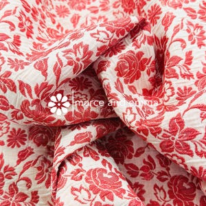 Light Red Brocade Fabric By The Yard Dressmaking Fabric Embossed Floral Metallic Pattern for Costume Decor Designer Dress Material Jacquard