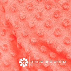 Coral Dot Minky Fabric by the Yard Smooth Minkie Fabric for Baby Blanket Dimple Soft Fur Minky for Crafts Stuffed Toy Minky Polkadot Fabric