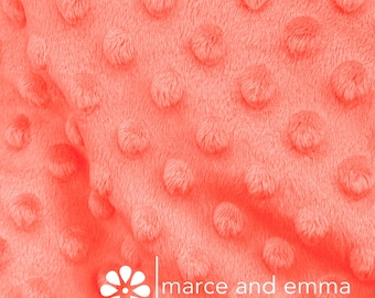 Coral Dot Minky Fabric by the Yard Smooth Minkie Fabric for Baby Blanket Dimple Soft Fur Minky for Crafts Stuffed Toy Minky Polkadot Fabric