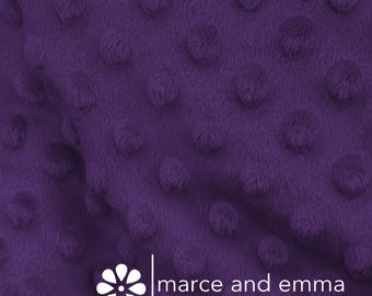 Dark Purple Dot Minky Fabric by the Yard Smooth Minkie Fabric for Baby Blanket Dimple Soft Fur Minky for Crafts Stuffed Toy Polkadot Fabric