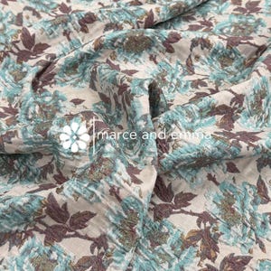 Sage Brocade Fabric Crinkle Jacquard for Dress Floral Pattern Fabric for Costume Sewing Fabric by the Yard Couture Jacquard Multicolor