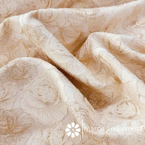 Rose Gold Brocade Fabric by Yard Dressmaking Fabric Embossed Floral Metallic Pattern for Curtains Home Decor Upholstery Material Craft