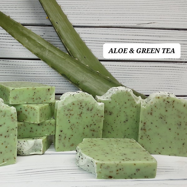 ALOE & GREEN TEA Handcrafted Soap bars.  Handmade coldprocessed soap Artisan soap.