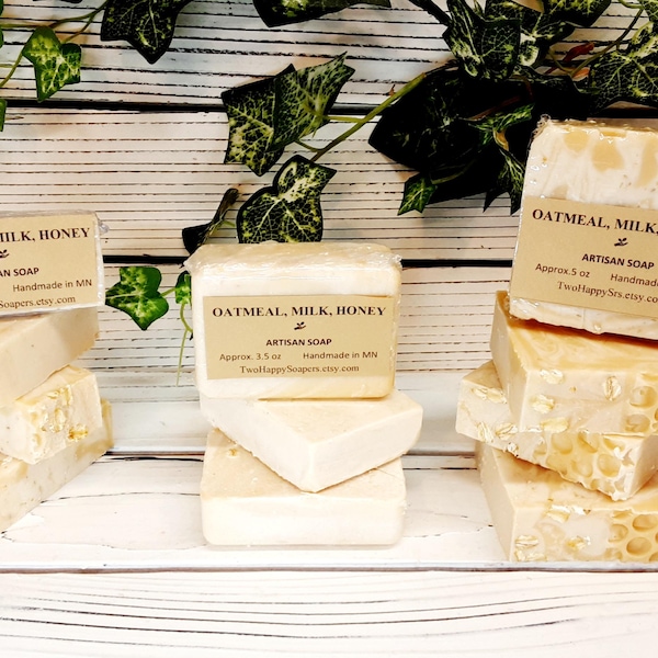 OATMEAL,  MILK & HONEY  handmade coldprocessed soap Artisan soap. Handcrafted, natural  soap.