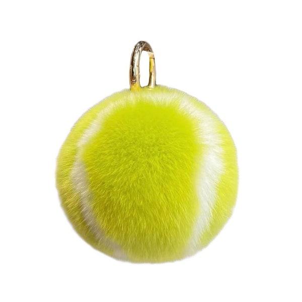 3 inch Fluffy Plush Bright Yellow Tennis Keychain, Tennis Gift, Ball Keychain, Gift for Him