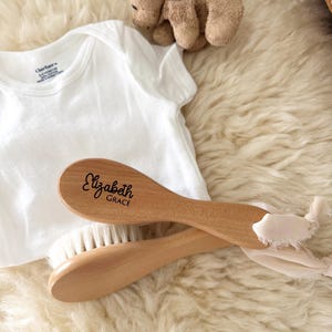 Personalized Wooden Baby Hairbrush, Custom Engraved Name Brush Keepsake Girl Boy, Custom Baby Gift, Newborn Gift, Personalized Brush, Brush