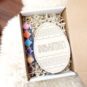 Personalized Easter Egg Paint Kit, Easter Craft Kit, DIY Easter Craft, Basket Stuffer, Gift for Kids, DIY Wooden Paint Kit, Egg Brush Paint