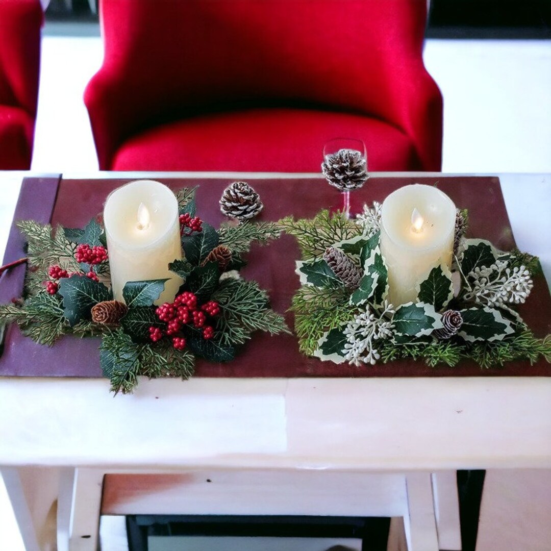 Candle Wreath for Christmas Christmas Candle Wreath Wreath Etsy