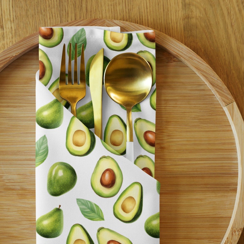 Avocado Print Napkins Set of Four Retro Kitchen Decor Vintage Inspired