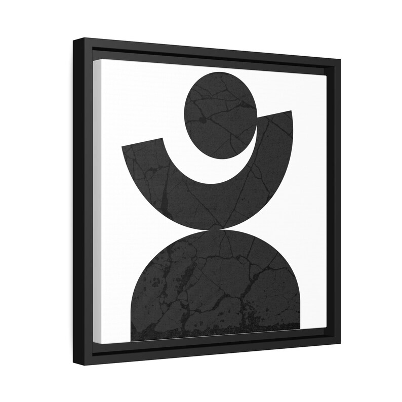 Midcentury Modern Art Deco Framed Matte Canvas Print Black and White