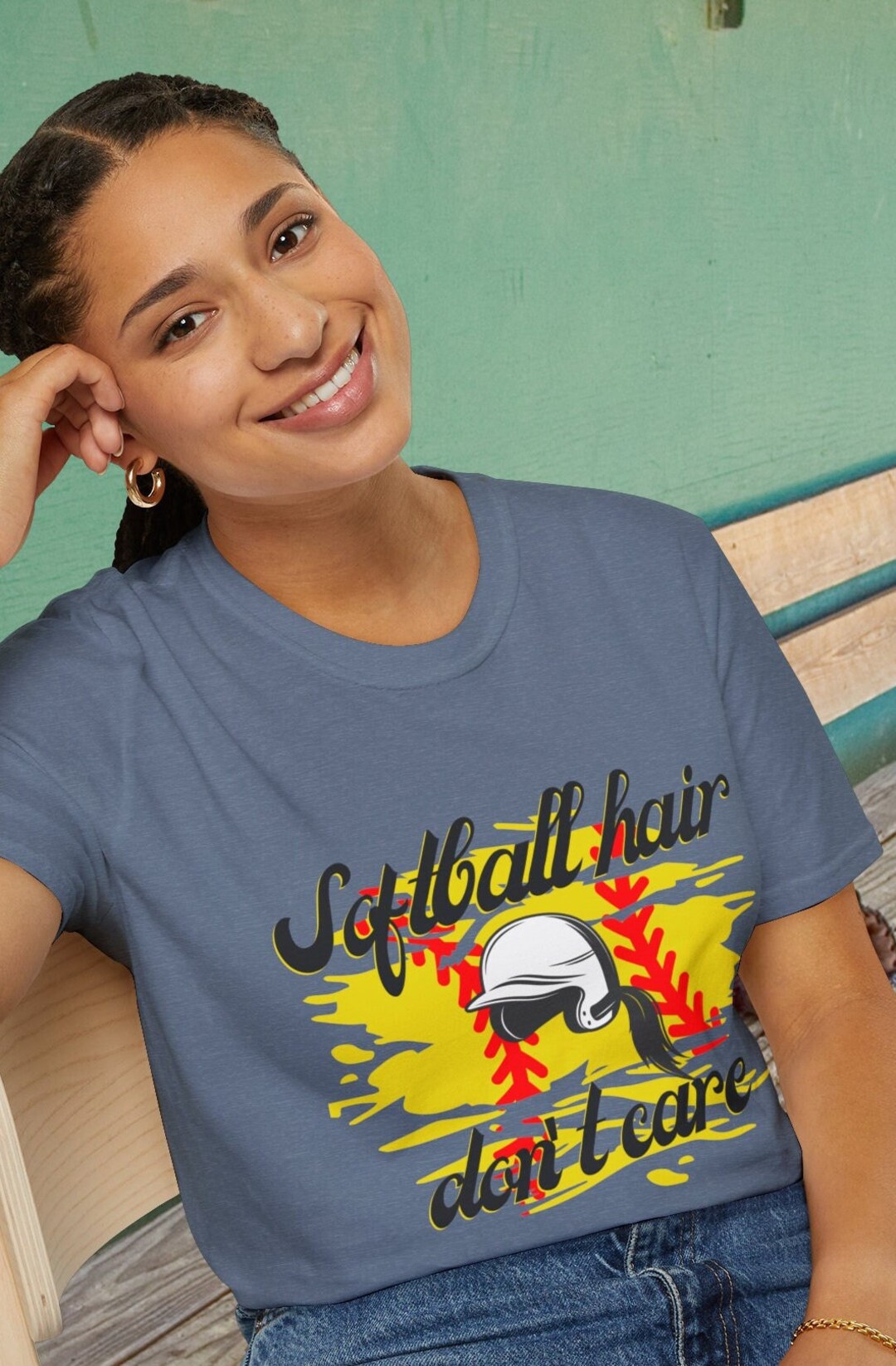 Softball Hair Don't Care Softstyle T-shirt Women Teen - Etsy