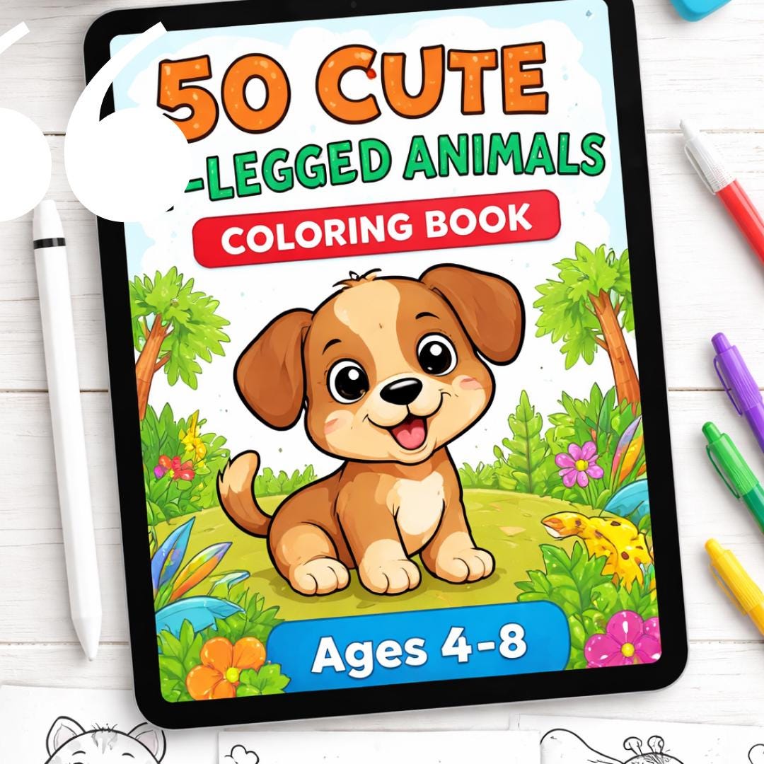 Cute Animal Coloring Book for Kids | 50 Kawaii Coloring Pages PDF, Easy ...