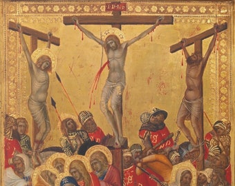 The Crucifixion Canvas Art: Pietro Lorenzetti Middle Ages Painting