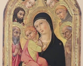 Madonna and Child Canvas Print | Sano di Pietro 1465-1470 | Renaissance Art