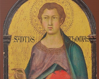 Saint Thomas Aquinas Canvas Art Print: Restored Medieval Italian Painting