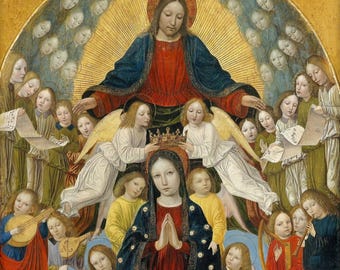 Restored Canvas Print | The Assumption of the Blessed Virgin Mary 1453-1523 | Catholic Wall Art