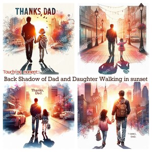 12 cliparts fête des pères / papa - moments émouvants, coucher de soleil, papa et fille
