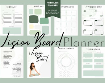 Printable Vision Board Planner | Manifestation Journal | Gratitude & Mindfulness Journal | Vision Book Goals Planner | Life Goals Diary