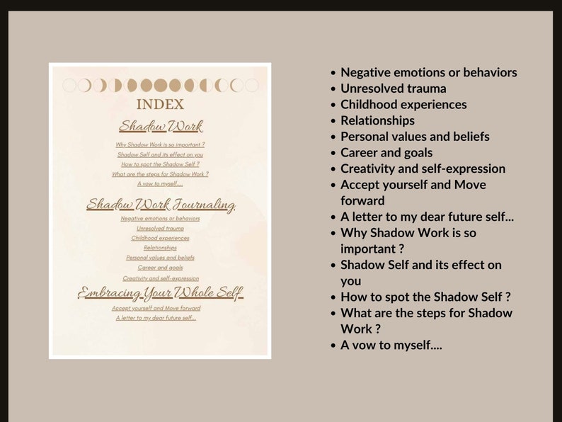 Shadow Topics Printable Shadow Work Journal | Printable Spiritual Planner | Shadow ...
