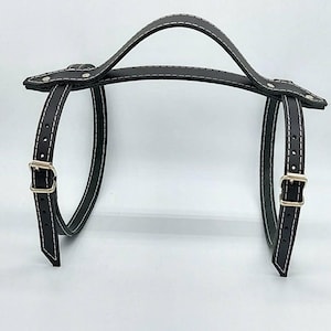 Black leather vintage style picnic blanket strap with carry handle