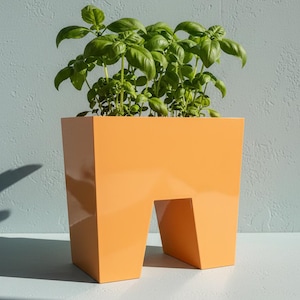 Rare IKEA PS Knektö Planter 2002 — Eva Lena Sandberg Design —  Sculptural Arch Orange Pot — Y2K Swedish Design Plastic Cachepot