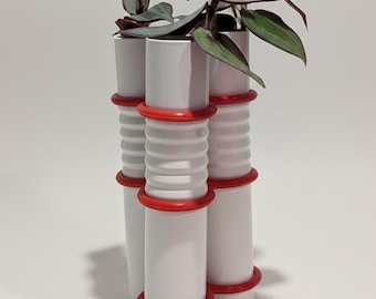 Sällsynta IKEA Livat Modular Bud-vaser av Martin Vallin - Set med 3 vita och röda förökningsstationer — Postmodern Y2K-dekor