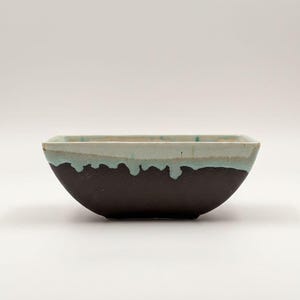 Vintage Fat Lava Brutalist Small Ceramic Planter, Mid Century Drip Glaze, Mini Succulent  Rectangular Pot, Modernist Design