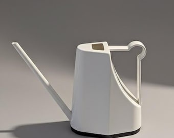 Rymdåldersskulpturell inomhusvattenkanna 1L - Svartvit geometrisk modernistisk design - Elho Nederländerna Vintage 1970-tals plastverktyg för växter