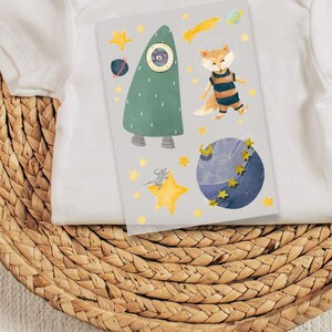 Bügelbilder Set Weltall A6 Bügelpatches Weltraum Bilder zum Aufbügeln Rakete Sterne Planeten Fuchs Maus Aufnäher Patches Bügelbilder Kinder