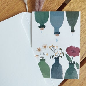 Postkarte Flaschenblumen A6 | Muttertag Karte Blumen Postkarte Freunde Postkarte Mama Postkarte Hochzeit Frühling Postkarte Geburtstag
