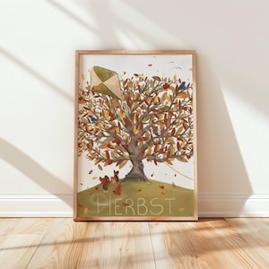 Poster Herbst Jahreszeit A4 einzeln und im Set | Lernposter für Kinder nach Montessori Bild Herbst Bilder Jahreszeiten Kinderposter Wanddeko