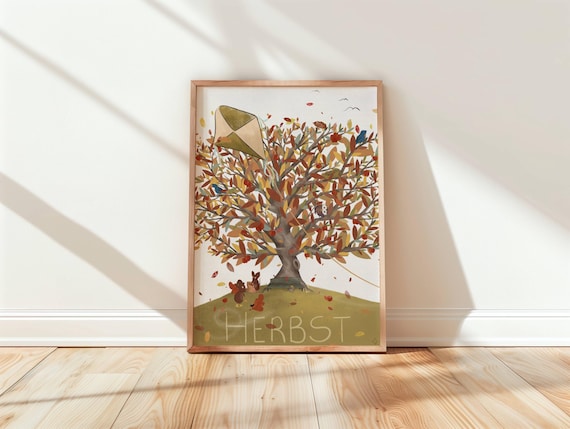 Herbst Poster Jahreszeit A4 einzeln und im Set | Lernposter für Kinder nach Montessori Bild Herbst Bilder Jahreszeiten Kinderposter Wanddeko