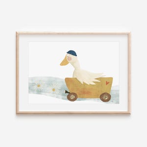 Poster "Gänseblümchen" A4 & A3 Kinderposter Gans im Wagen Poster Kinderzimmer Poster Baby Geschenk Mädchen Geschenk Junge Poster Tierposter