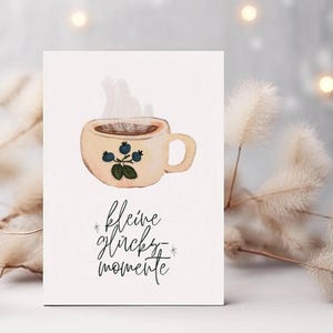 Postkarte Kleine Glücksmomente A6 | Karte Weihnachten Grußkarte Winter Tasse Kakao skandinavischer Stil handgezeichnet Grußkarten Set
