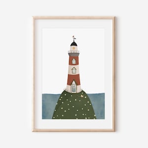 Poster Leuchtturm mit Möwe und Ente A4 & A3 Kinderposter Poster Kinderzimmer Poster Baby Geschenk Mädchen Geschenk Junge Kinderzimmerdeko
