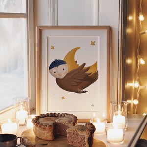 Poster Mondeule A4 & A3 Kinderposter Poster Kinderzimmer Poster Baby Geschenk Mädchen Geschenk Junge Poster Tierposter Bild Eule Wanddeko