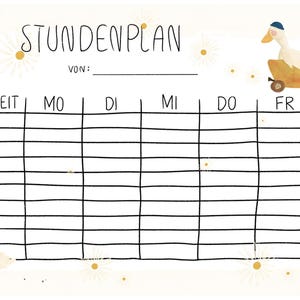 Stundenplan A4 Gänse | boho Stundenplan für Kinder handgezeichnet Geschenk Mädchen Geschenk Junge Geschenk zur Einschulung Schuleinführung