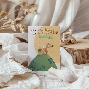 Postkarte mutiger Fuchs A6 Karte mit Spruch Kindergeburtstag Postkarte Kinder  Geburtstagskarte Geburtstagsgeschenk Karte zur Einschulung
