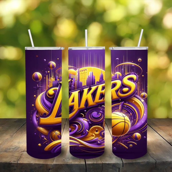 LA Lakers / NBA Basketball / 20oz Tumbler Wrap / PNG Digital Download / Skinny Tumbler Wrap